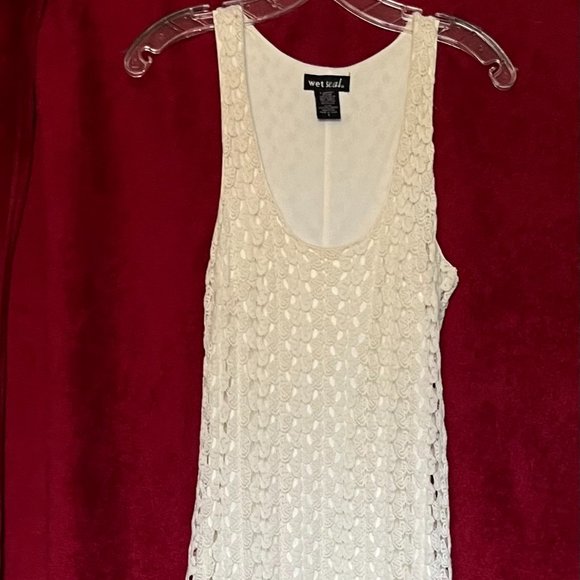 Wet Seal Dresses & Skirts - Wet Seal Crocheted Ivory w/Underslip Maxi Dress Size S